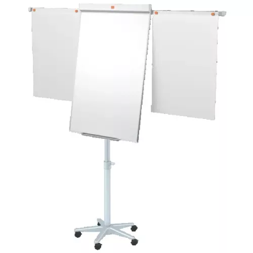 Nobo Impression Pro acél mobil fehértábla és flipchart állvány kihajtható karokkal, fehér