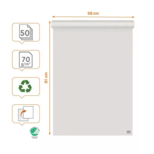 Nobo Flipchart papír kockás-sima, újrahasznosított, 580x810mm, 70gr