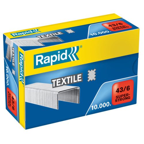 Rapid 43/6 SUPERSTRONG textil tűzőkapocs, 10000db/doboz