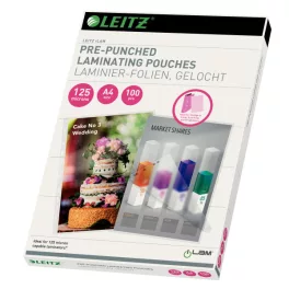   Leitz STANDARD meleglamináló-fólia, A4, 125 mikron, előrelyukasztott, 100db/cs