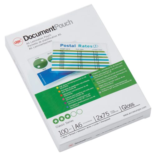 GBC Meleglamináló fólia, 75 mikron, A6, fényes, GBC (100db)