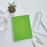 Leitz WOW spirálfüzet, A5, kockás, zöld