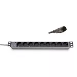 KELINE 620S09U 19"" 1U 9x250V Schuko aljzat C14 csatlakozóval 2,3m kontrol LED-es elosztósor
