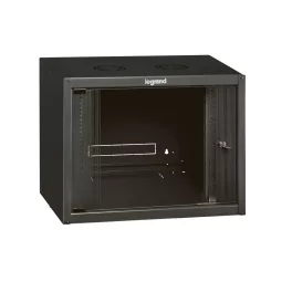   Legrand 646201 Linkeo 19" 9U MAG:494 SZÉL:600 MÉLY:450 MAX:18kg üvegajtós antracit fali rack szekrény
