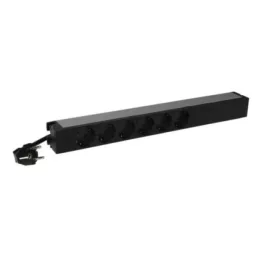   Legrand 646806 19"" 1U 16A 230V 6x Schuko aljzat CEE7/7 csatlakozó biztonsági zsaluval 3m elosztósor