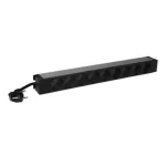 Legrand 646812 19" 1U 16A 230V 9x Schuko aljzat CEE7/7 csatlakozó biztonsági zsaluval 3m elosztósor