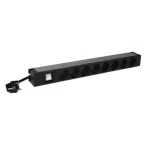 Legrand 646823 19" 1U 16A 230V 8x Schuko aljzat CEE7/7 csatlakozó biztonsági zsaluval 3m kontrol LED-es elosztósor