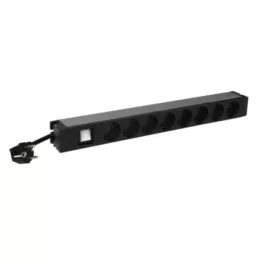   Legrand 646823 19" 1U 16A 230V 8x Schuko aljzat CEE7/7 csatlakozó biztonsági zsaluval 3m kontrol LED-es elosztósor