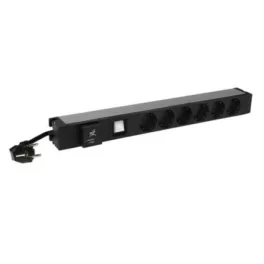   Legrand 646836 19"" 1U 16A 230V 6x Schuko aljzat CEE7/7 csatlakozó biztonsági zsaluval túlfeszültség védett 3m elosztósor