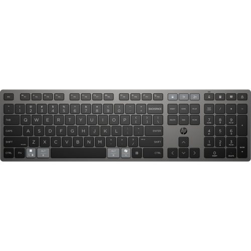 HP 725 többeszközös tölthető vezeték nélküli billentyűzet 9T5B2AA;2,4 GHz-es vezeték nélküli kapcsolat; BluetoothR; Tápellátás szuperkondenzátorral; Üzemidő: akár 2 hónap; Több eszközzel használható;
