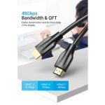 Vention HDMI 2.1 (8K, fekete), 1m , kábel