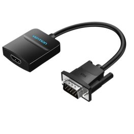   Vention VGA -> HDMI/ Micro USB-B/F /3.5mm/F, (fekete), 0,15m, konverter