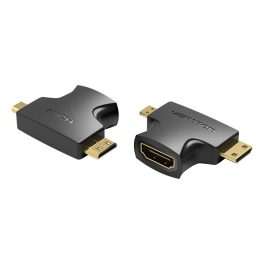   Vention mini HDMI/M & micro HDMI/M -> HDMI/F, (2in1, fekete), adapter