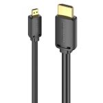 Vention micro HDMI/M -> HDMI/M (4K,HD,fekete), 1m, kábel