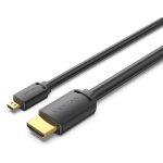 Vention micro HDMI/M -> HDMI/M (4K,HD,fekete), 1m, kábel