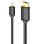 Vention micro HDMI/M -> HDMI/M (4K,HD,fekete), 1,5m, kábel