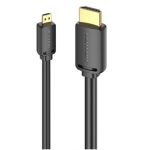 Vention micro HDMI/M -> HDMI/M (4K,HD,fekete), 2m, kábel