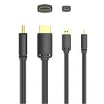 Vention micro HDMI/M -> HDMI/M (4K,HD,fekete), 2m, kábel