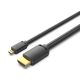 Vention micro HDMI/M -> HDMI/M (4K,HD,fekete), 3m, kábel
