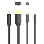 Vention micro HDMI/M -> HDMI/M (4K,HD,fekete), 3m, kábel