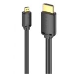 Vention micro HDMI/M -> HDMI/M (4K,HD,fekete), 3m, kábel