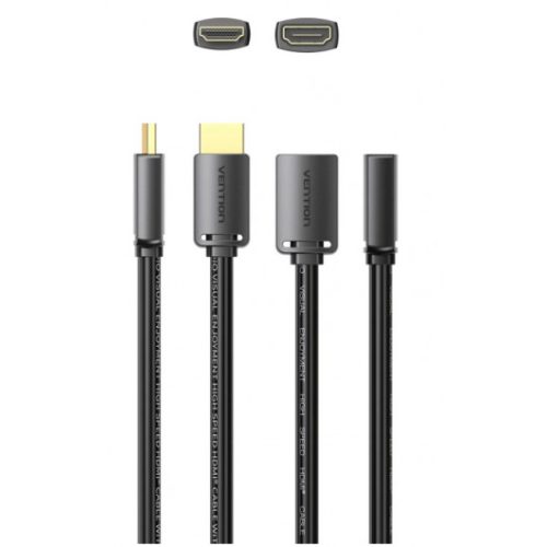 Vention HDMI/M -> HDMI/F (4K, HD, PVC, fekete), 2m, kábel