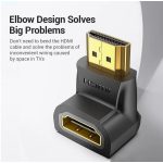 Vention HDMI/M (90fokos) -> HDMI/F (4K,fekete), adapter