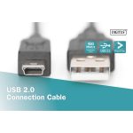 DIGITUS AK-300130-030-S High Speed 2.0 mini USB B - USB type A kábel 3m