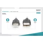 DIGITUS AK-300200-030-S High Speed árnyékolatlan 2.0 USB AM/F 3m hosszabbító kábel