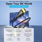 Vention HDMI/M -> HDMI/M HD, (8K, optikai kábel, fekete, 1080P@160Hz /2K@144Hz /4K@120Hz / 8K@60Hz, Átviteli sebesség: 48Gbps), 80m, kábel