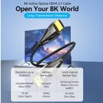 Vention HDMI/M -> HDMI/M HD, (8K, optikai kábel, fekete, 1080P@160Hz /2K@144Hz /4K@120Hz / 8K@60Hz, Átviteli sebesség: 48Gbps), 5m, kábel