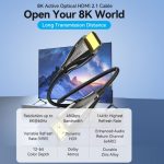 Vention HDMI/M -> HDMI/M HD, (8K, optikai kábel, fekete, 1080P@160Hz /2K@144Hz /4K@120Hz / 8K@60Hz, Átviteli sebesség: 48Gbps), 15m, kábel