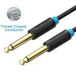 Vention 6.5mm jack/M -> 6.5mm jack/M kábel,  (fekete, aranyozott), 2m, kábel