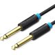 Vention 6.5mm jack/M -> 6.5mm jack/M,  (audio,fekete), 10m, kábel