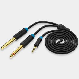   Vention 3.5mm jack/M -> 2*6.5mm jack/M, 1m, (TRS, fekete, audio), kábel