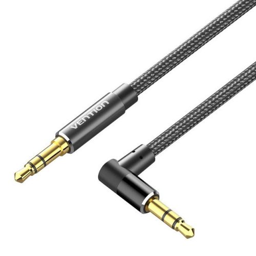 Vention 3.5mm jack/M ->  3.5mm jack jobbos/M, (szövet,fekete), 1m, kábel