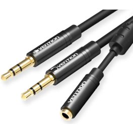   Vention 2*3.5mm jack/M -> 3.5mm jack/F,  (stereo splitter, fekete), 0,3m, kábel
