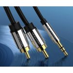 Vention 3.5mm jack/M -> 2*RCA/M,  (audio, aranyozott, fémház), 1,5m, kábel