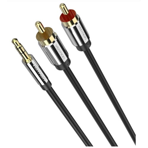 Vention 3.5mm jack/M -> 2*RCA/M,  (audio, aranyozott, fémház), 10m, kábel