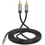 Vention 3.5mm jack/M -> 2*RCA/M,  (audio, aranyozott, fémház), 10m, kábel