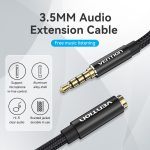 Vention 3.5mm jack/M -> 3.5mm/F, 2m, (hosszabbító,audio,fekete), kábel