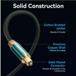 Vention Toslink optikai, (audio,réz, szövet, zöld), 3m, kábel