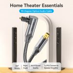 Vention Toslink optikai, (audio,90 fokos, alu,fekete), 1,5m, kábel