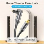 Vention Toslink optikai,  (audio,90 fokos, alu,fekete), 2m, kábel