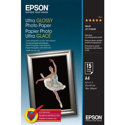 Epson ultra fényes fotópapír (A4, 15 lap, 300g)