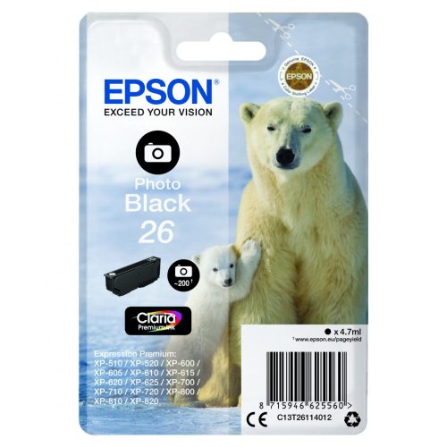 Epson T2611 Tintapatron Photo Black 4,7ml No.26