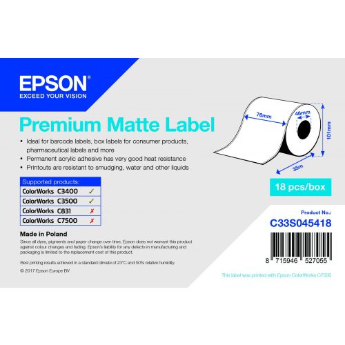 Epson prémium matt inkjet címke 76mm x 35m