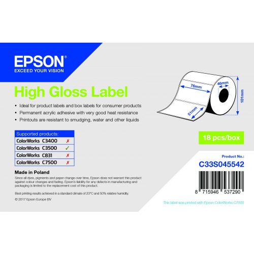 Epson magasfényű inkjet 76mm x 51mm 610 címke /tekercs