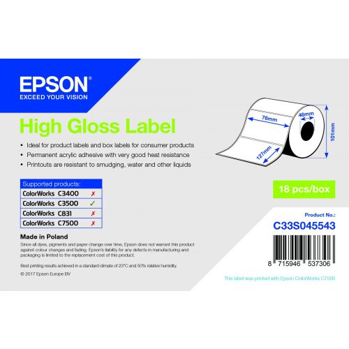 Epson magasfényű inkjet 76mm x 127mm 250 címke/tekercs