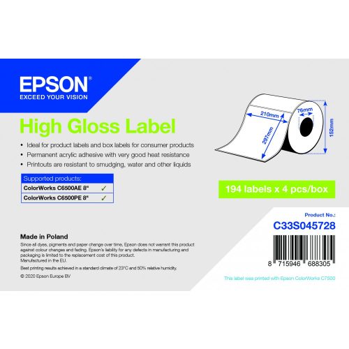 Epson magasfényű inkjet 210mm x 297mm 194 címke/tekercs